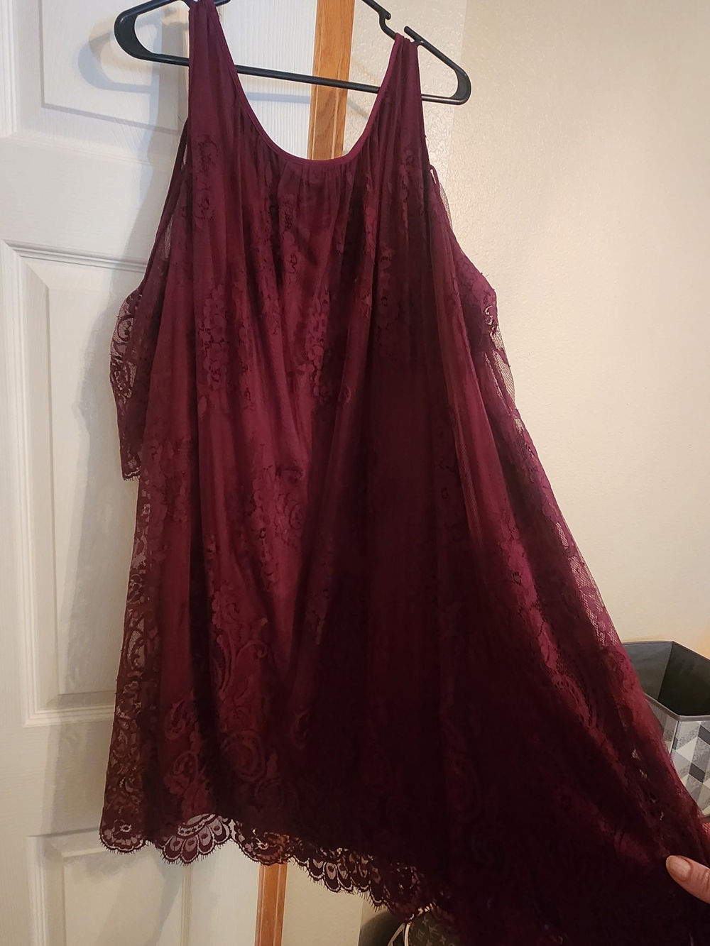 torrid Burgundy Lace Cold-Shoulder Dress - Picture 2 of 4